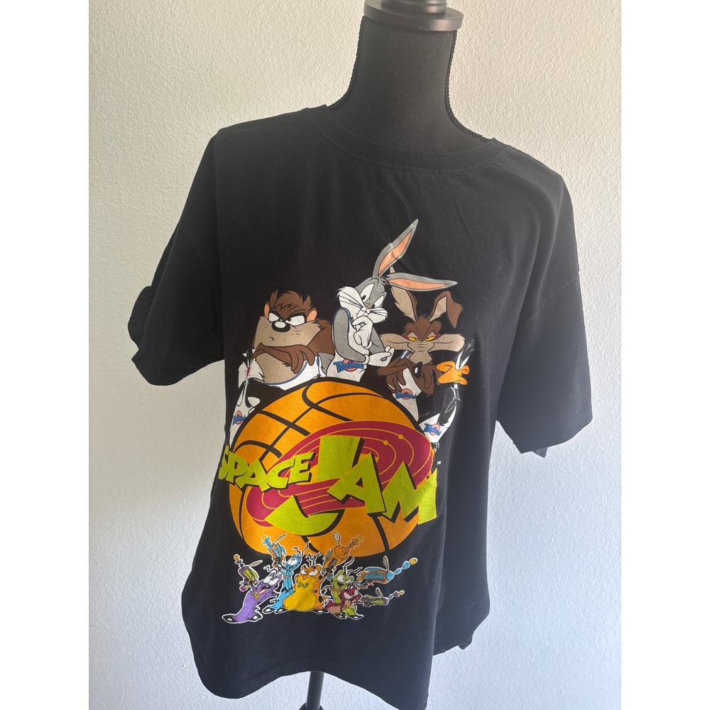 Space Jam Looney Tunes Tune Squad Graphic T-Shirt Black Bugs Bunny Monstars L